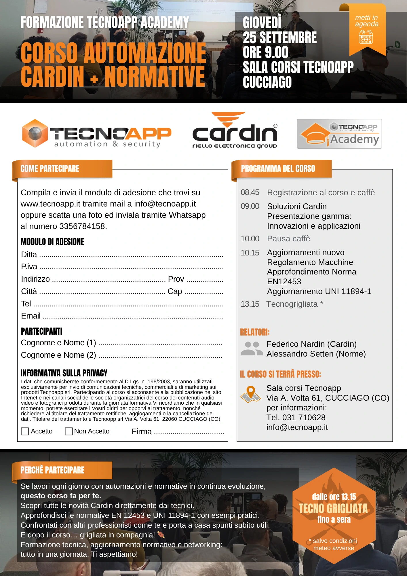 CORSO DI Formazione AUTOMAZIONI CARDIN